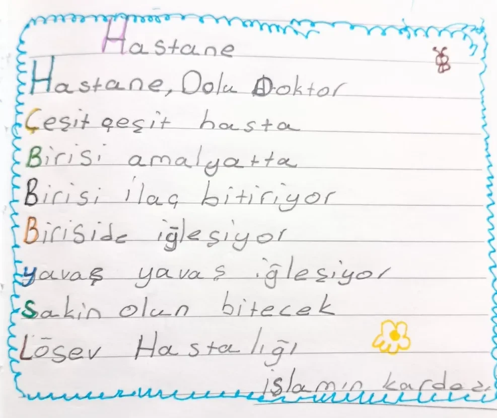 Emirhan, 8 yaşında çizimi